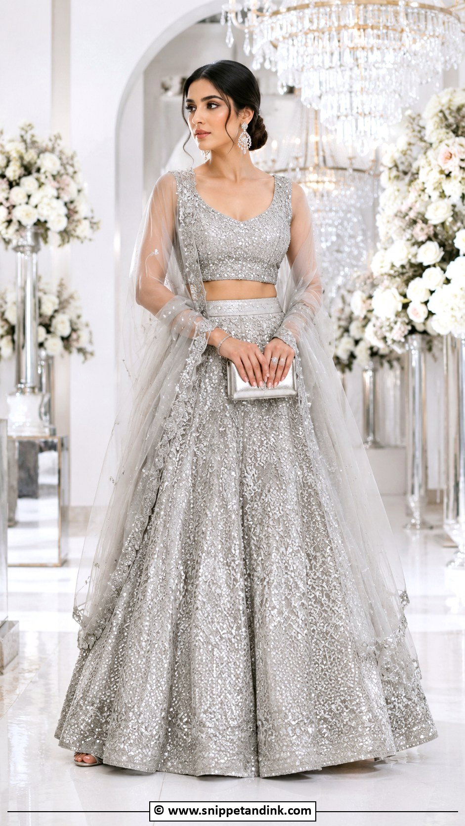 Metallic Silver Walima Lehenga For Bride - Snippet and Ink - 30 Walima Outfits for Bride