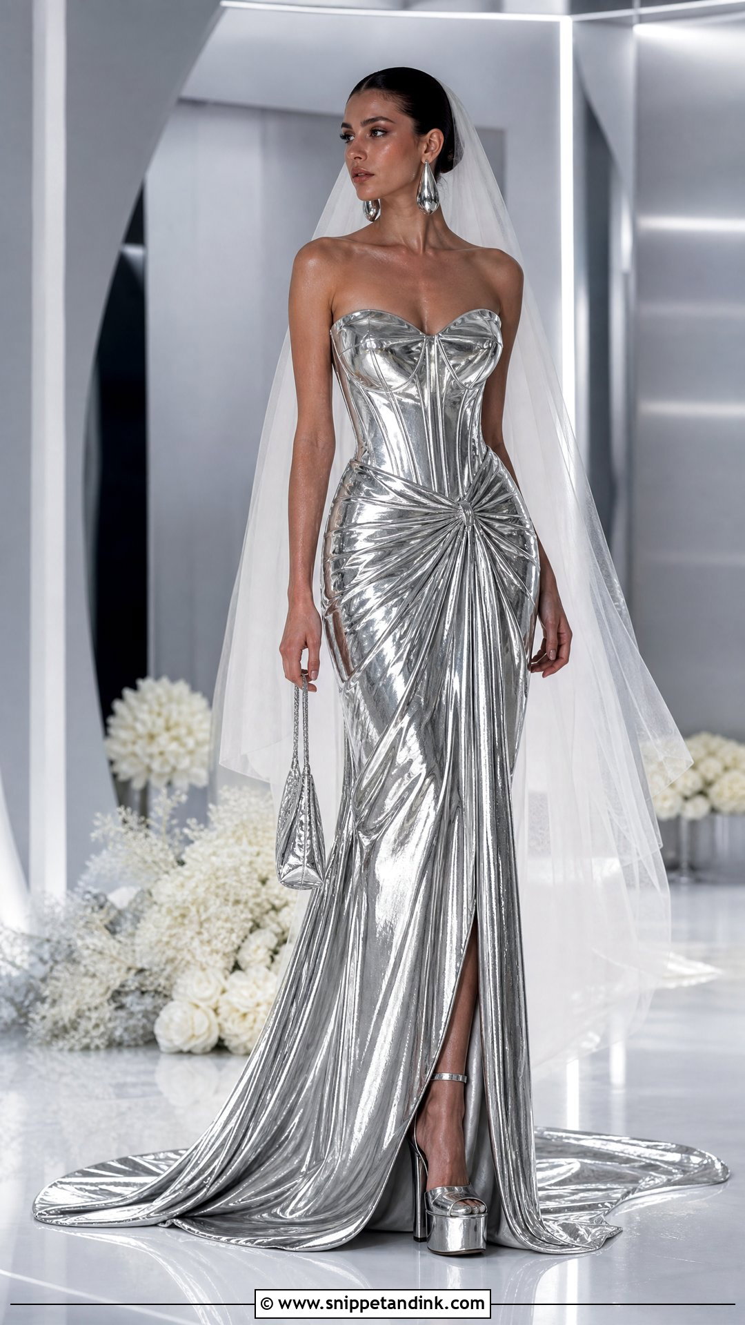 Metallic Silver Wedding Dress - Snippet and Ink - 20 Trashy Wedding Dress Ideas