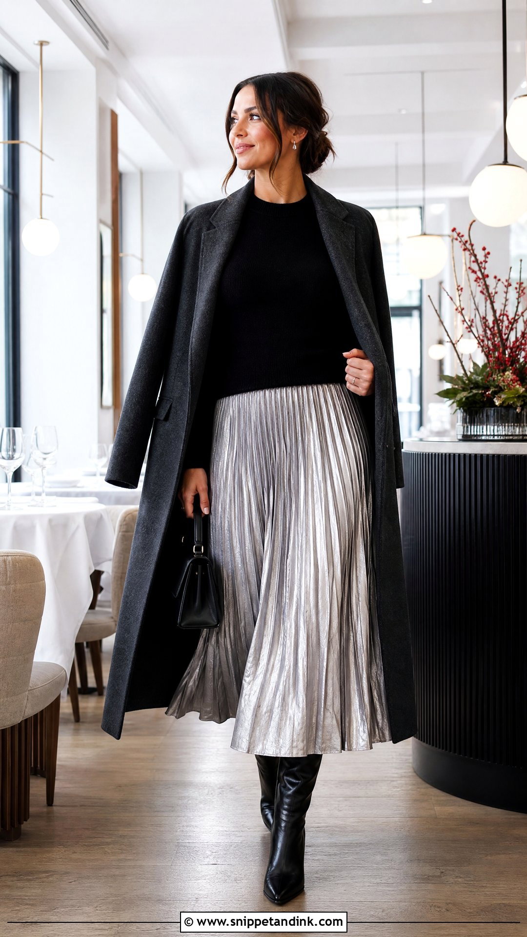 Metallic Skirt Winter Bachelorette Outfit - Snippet and Ink - 20 Winter Bachelorette Outfit Ideas
