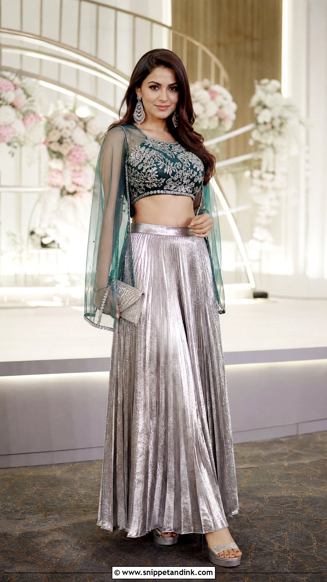 Metallic Skirt and Blouse for Sangeet - Snippet and Ink - 20 Sangeet Dress Ideas for Sisters