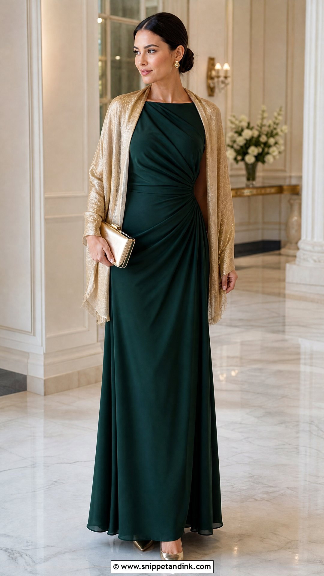Metallic Wedding Wrap With Evening Gown - Snippet and Ink - 20 Wedding Wraps Ideas
