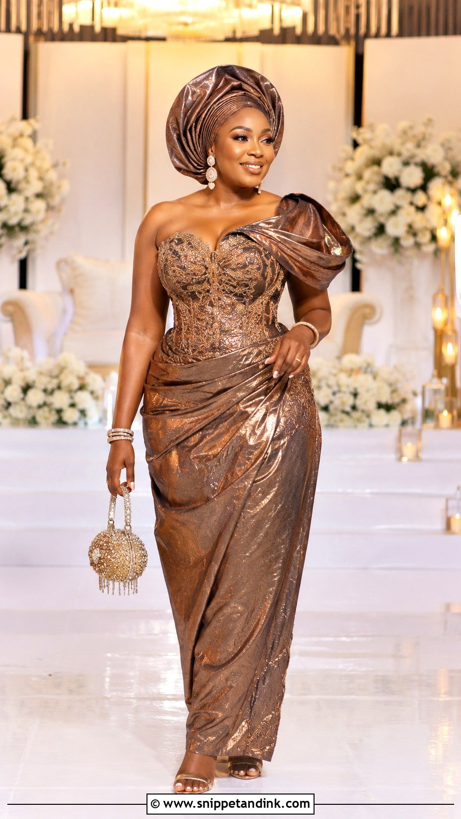 Metallic Wrapper Bridal Reception Outfit - Snippet and Ink - 20 African Bridal Ideas