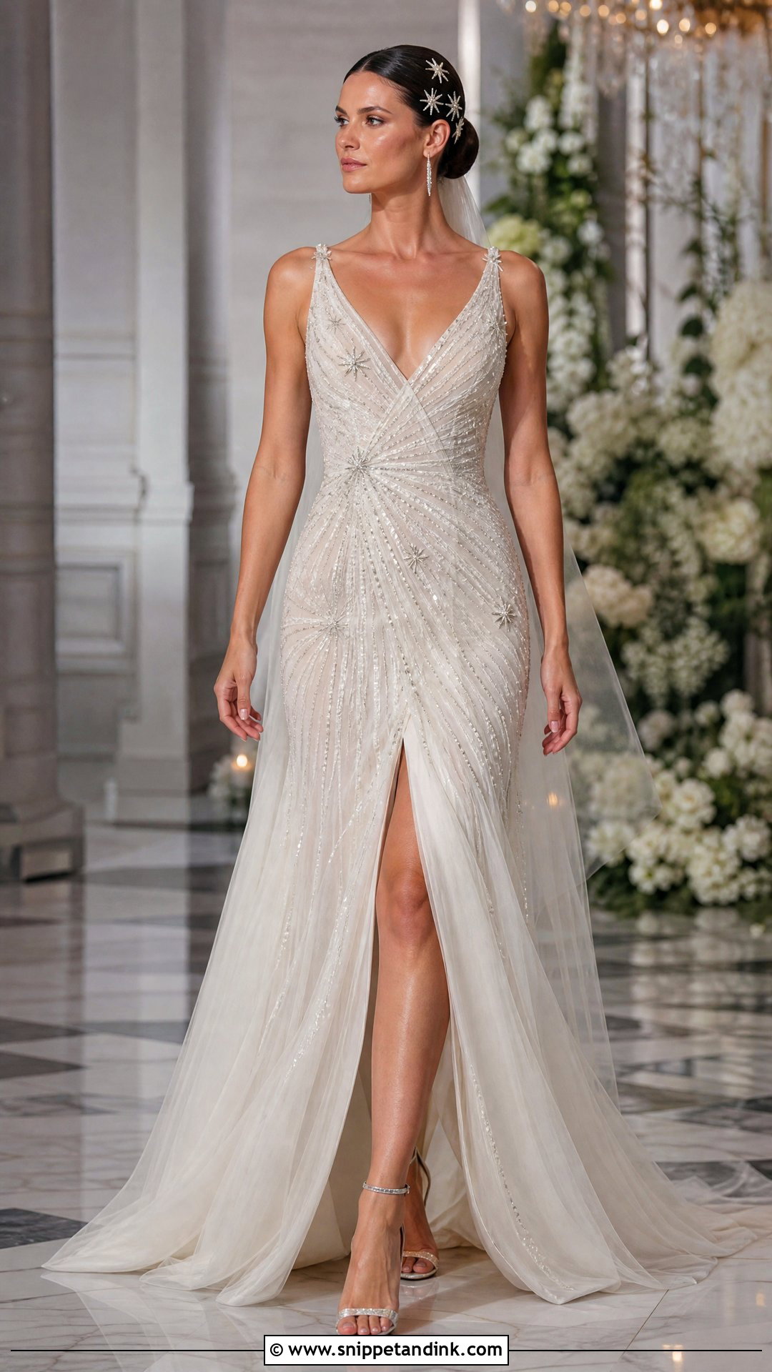 Meteor Shower Beaded Wedding Dress - Snippet and Ink - 20 Space Wedding Dress Ideas