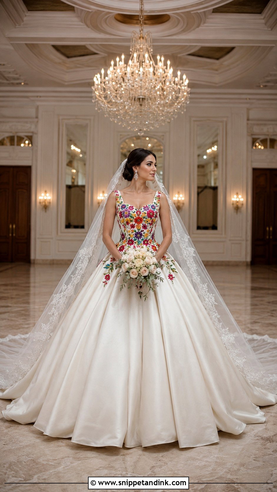 Mexican Ball Gown With Embroidered Bodice - Snippet and Ink - 20 Mexican Style Spanish Wedding Dress Ideas