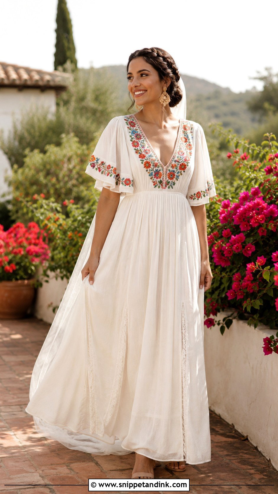 Mexican Boho Wedding Dress With Embroidery - Snippet and Ink - 20 Mexican Style Spanish Wedding Dress Ideas