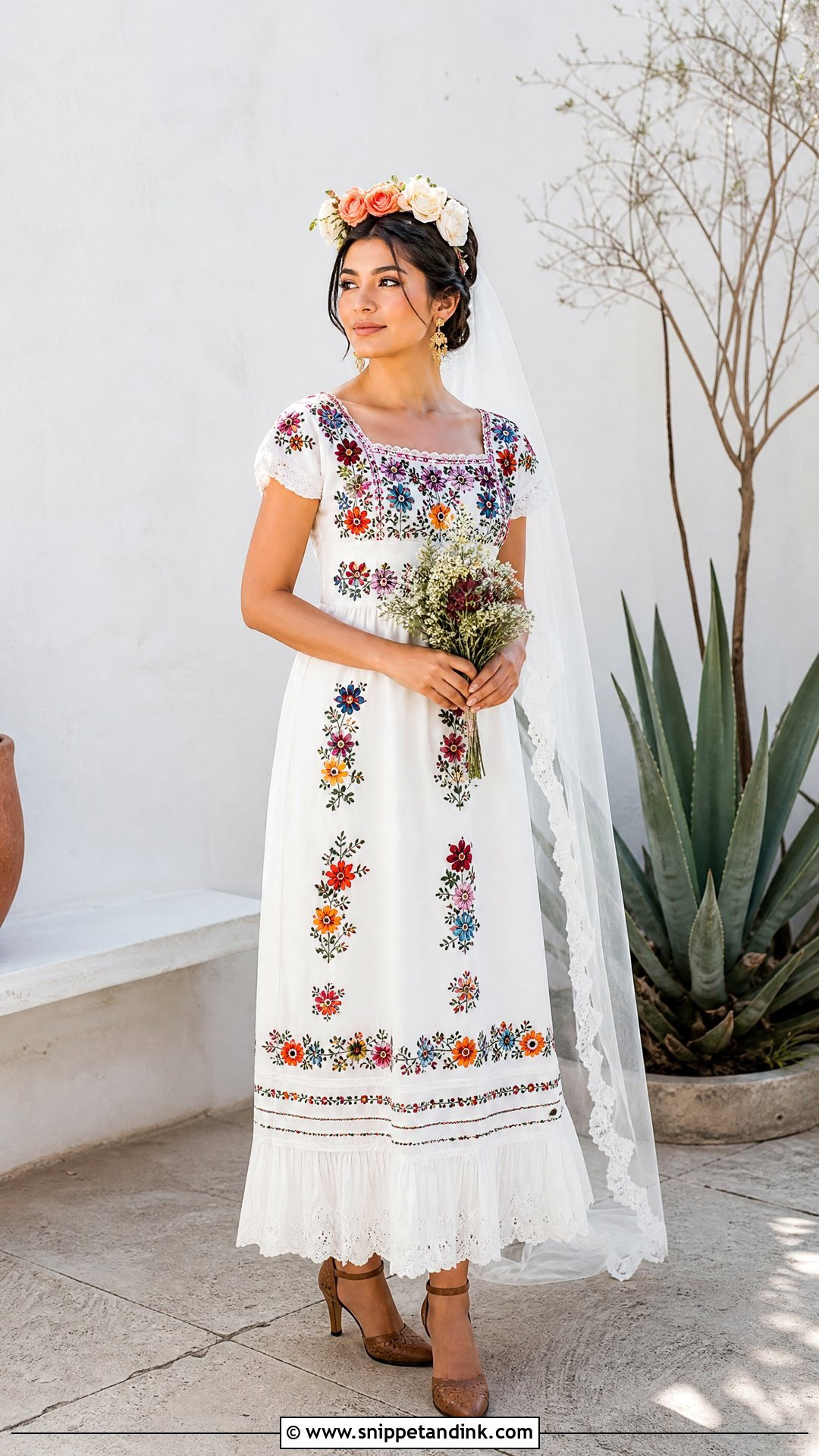 Mexican Embroidered Bridal Dress - Snippet and Ink - 20 Traditional Bride Dress Ideas