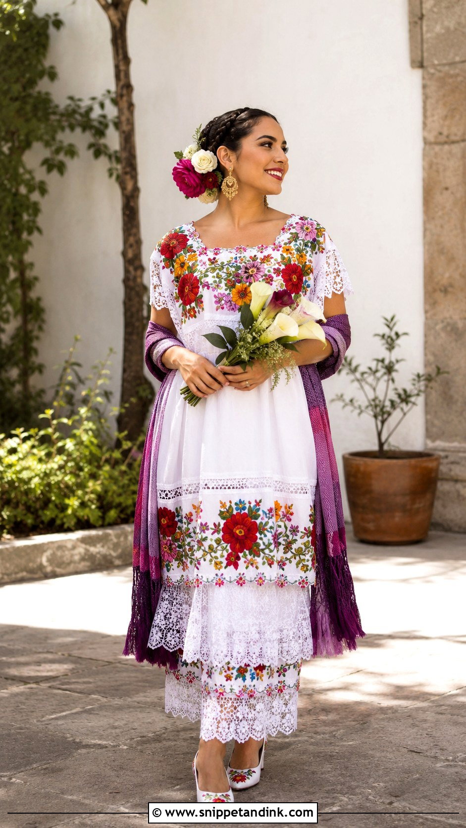 Mexican Traditional Marriage Embroidered Dress Outfit - Snippet and Ink - 20 Traditional Marriage Outfit Ideas