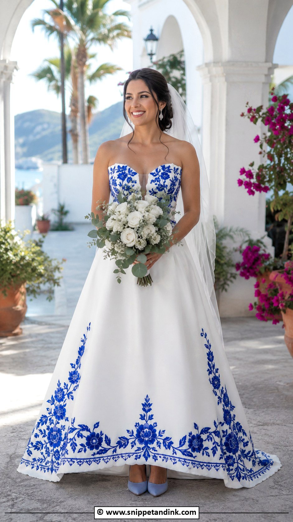Mexican Wedding Dress With Blue Embroidery - Snippet and Ink - 30 Mexican Wedding Dress Ideas