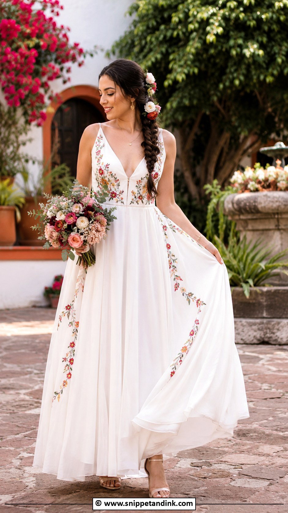 Mexican Wedding Dress With Braided Hair - Snippet and Ink - 30 Mexican Wedding Dress Ideas