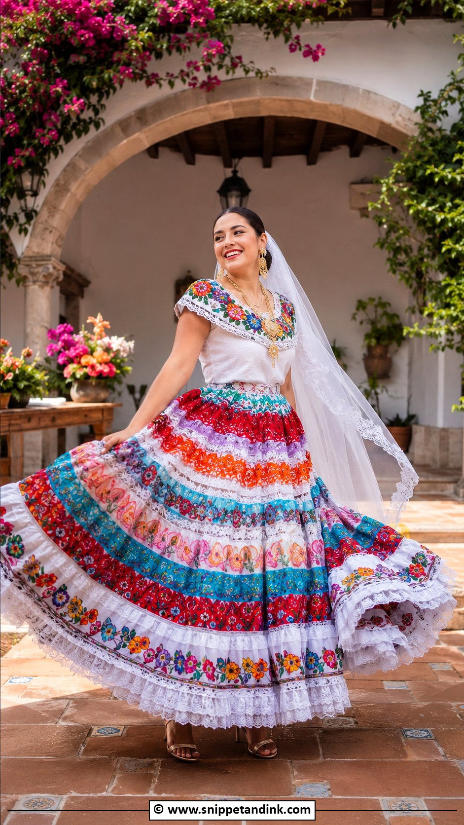 Mexican Wedding Dress With Colorful Skirt - Snippet and Ink - 30 Mexican Wedding Dress Ideas