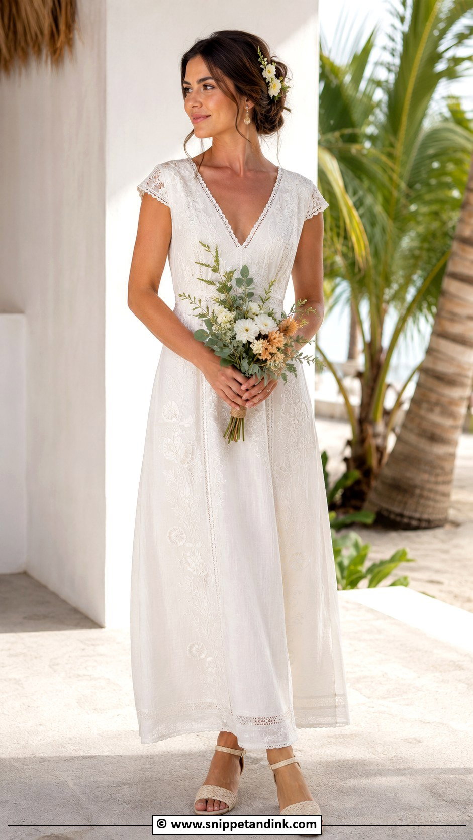 Mexican Wedding Dress With Comfortable Sandals - Snippet and Ink - 30 Mexican Wedding Dress Ideas