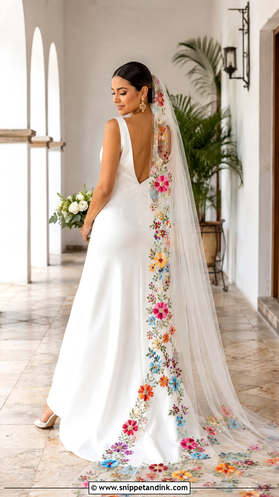 Mexican Wedding Dress With Embroidered Veil - Snippet and Ink - 25 Traditional Mexican Wedding Dress Ideas