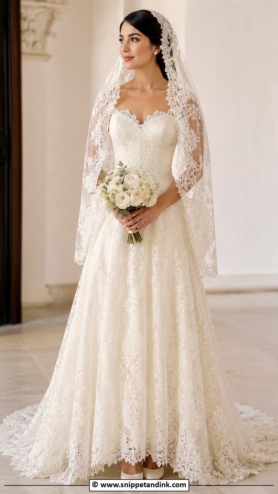 Mexican Wedding Dress With Mantilla Veil - Snippet and Ink - 30 Mexican Wedding Dress Ideas