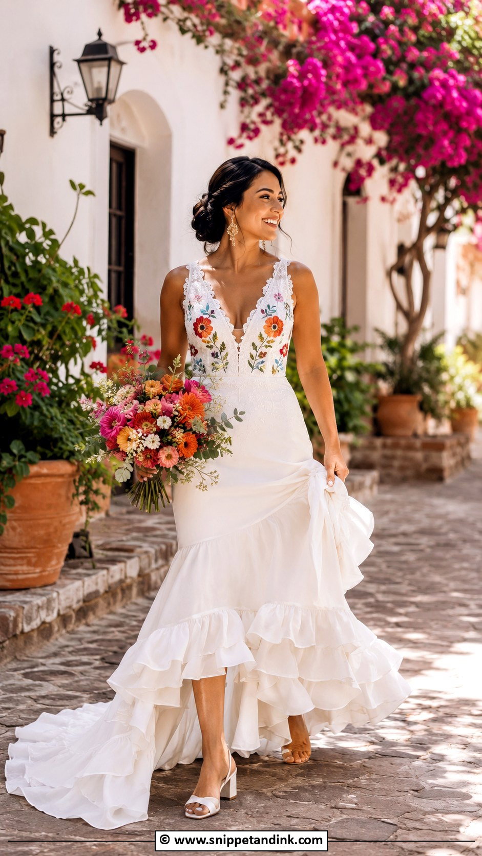 Mexican Wedding Dress With Ruffle Hem - Snippet and Ink - 30 Mexican Wedding Dress Ideas