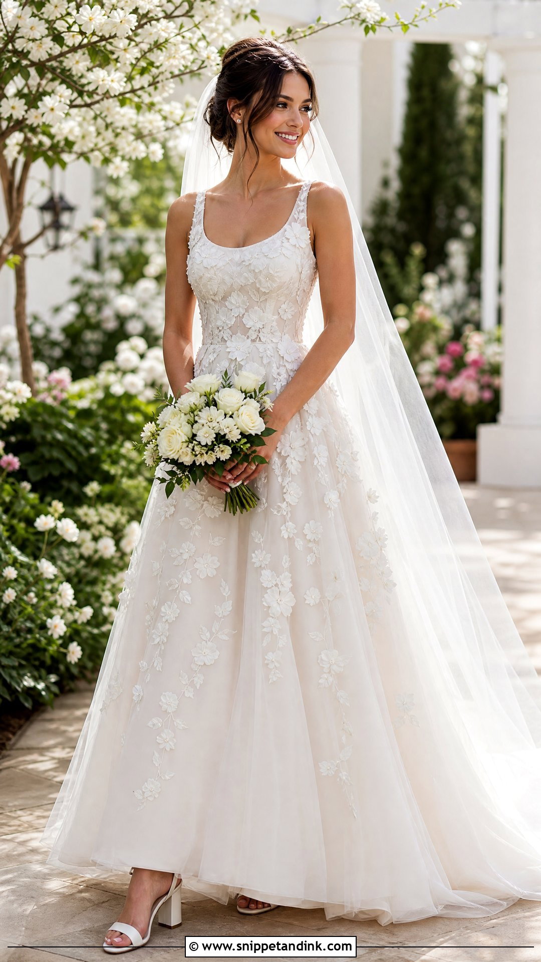 Mid Size Floral Applique Wedding Dress - Snippet and Ink - 25 Mid Size Wedding Dress Ideas