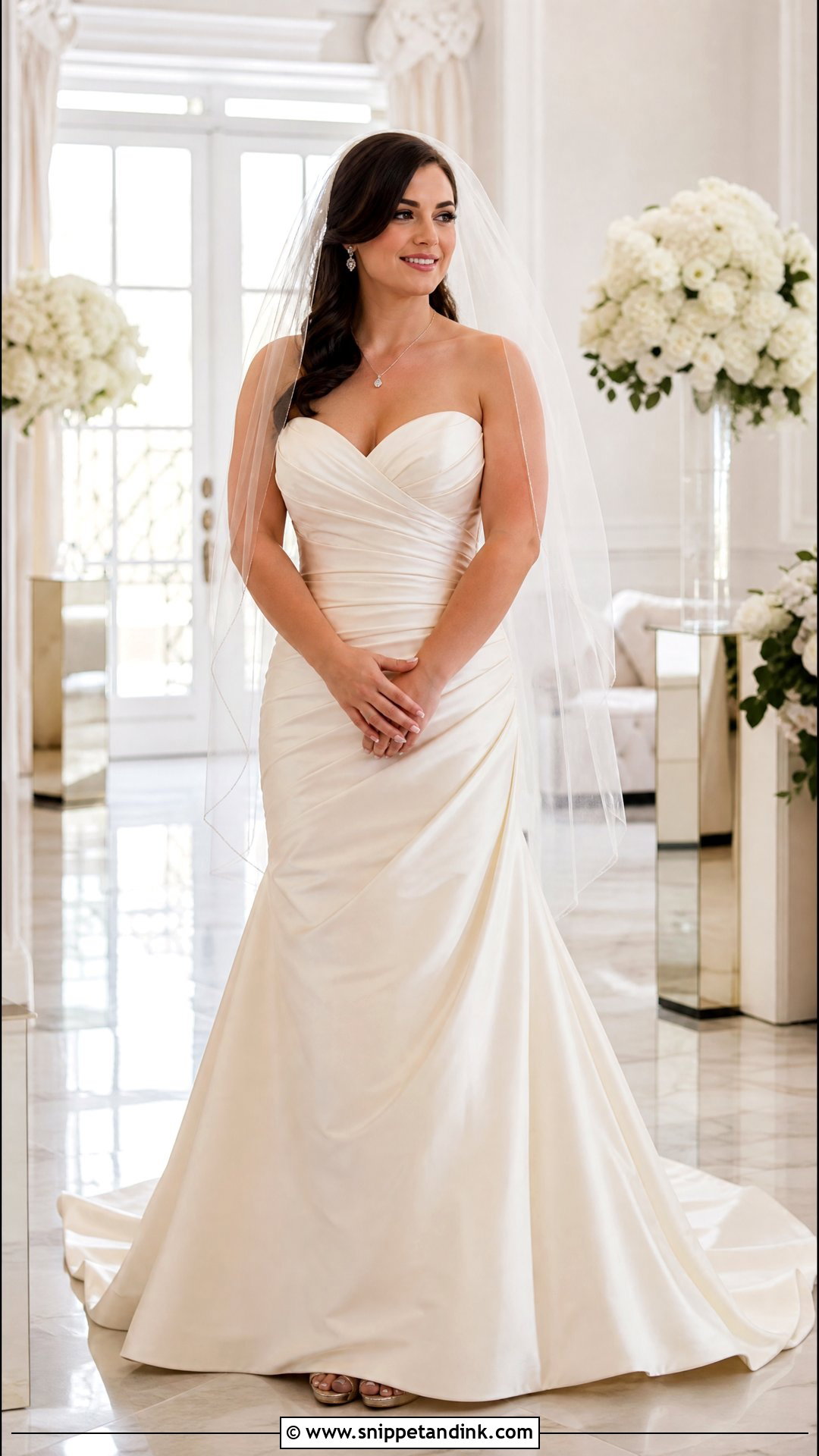 Mid Size Strapless Ruched Wedding Dress - Snippet and Ink - 25 Mid Size Wedding Dress Ideas