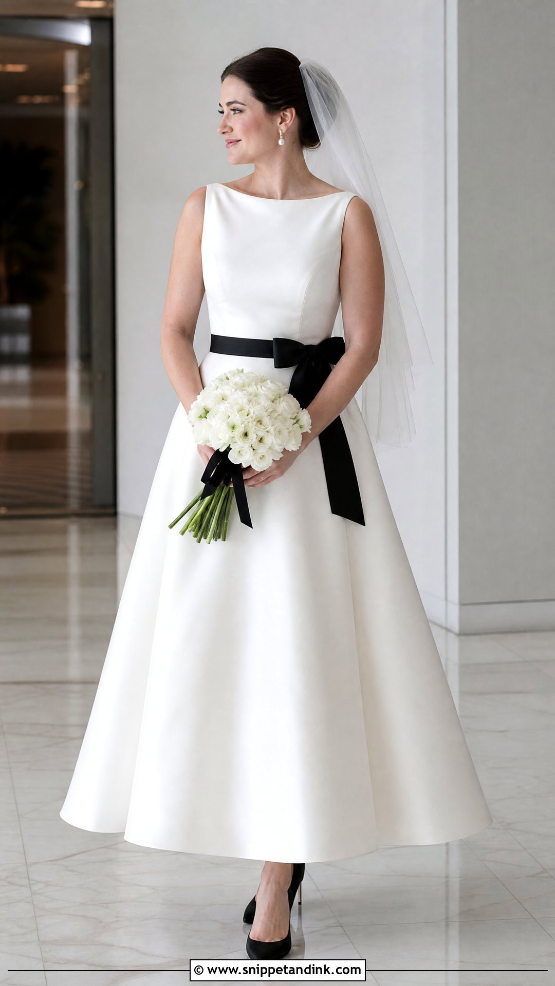 Mid Size Wedding Dress With Black Bow - Snippet and Ink - 25 Mid Size Wedding Dress Ideas