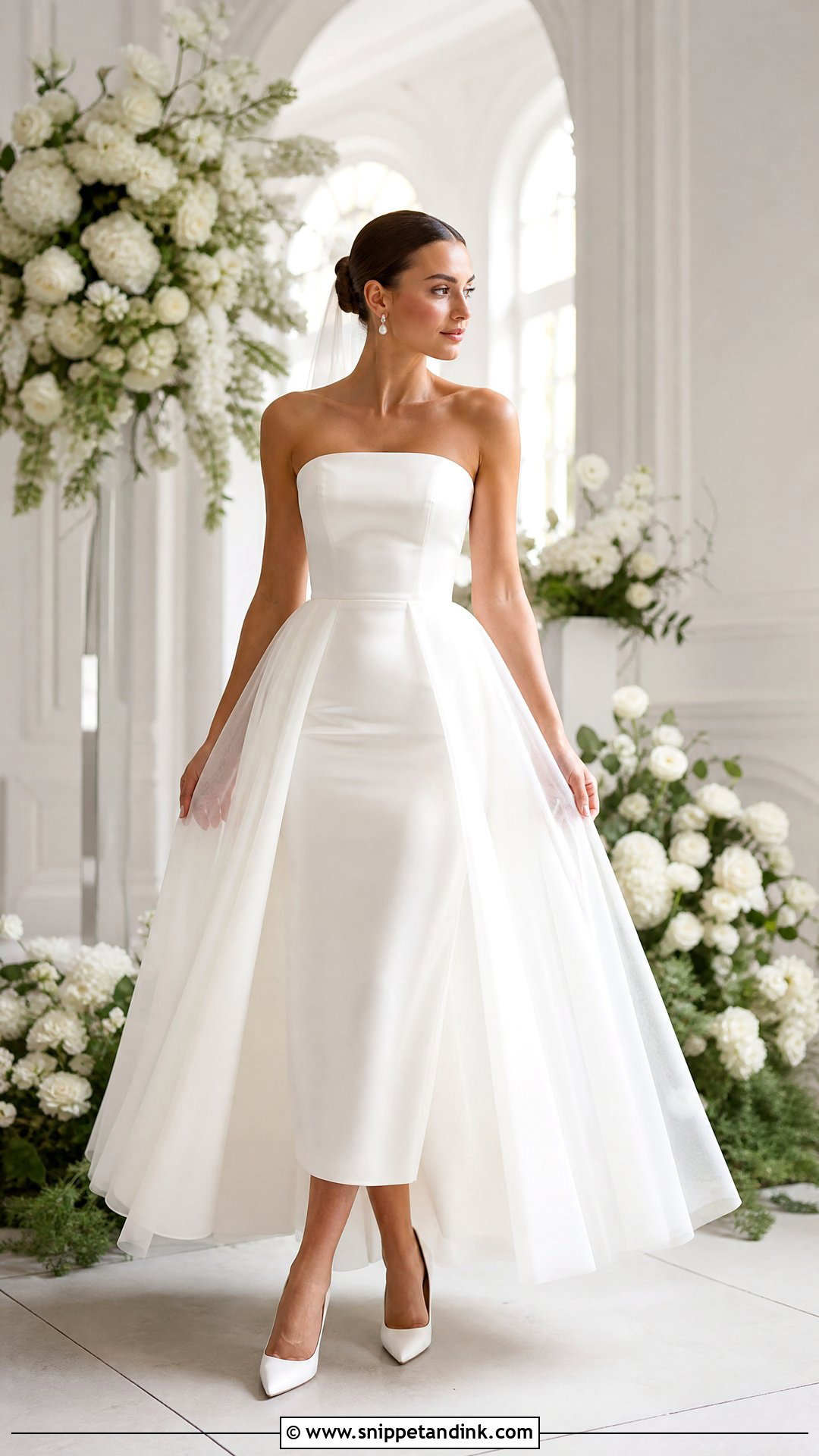 Midi Bridal Dress With Detachable Overskirt - Snippet and Ink - 25 Midi Bridal Dress Ideas
