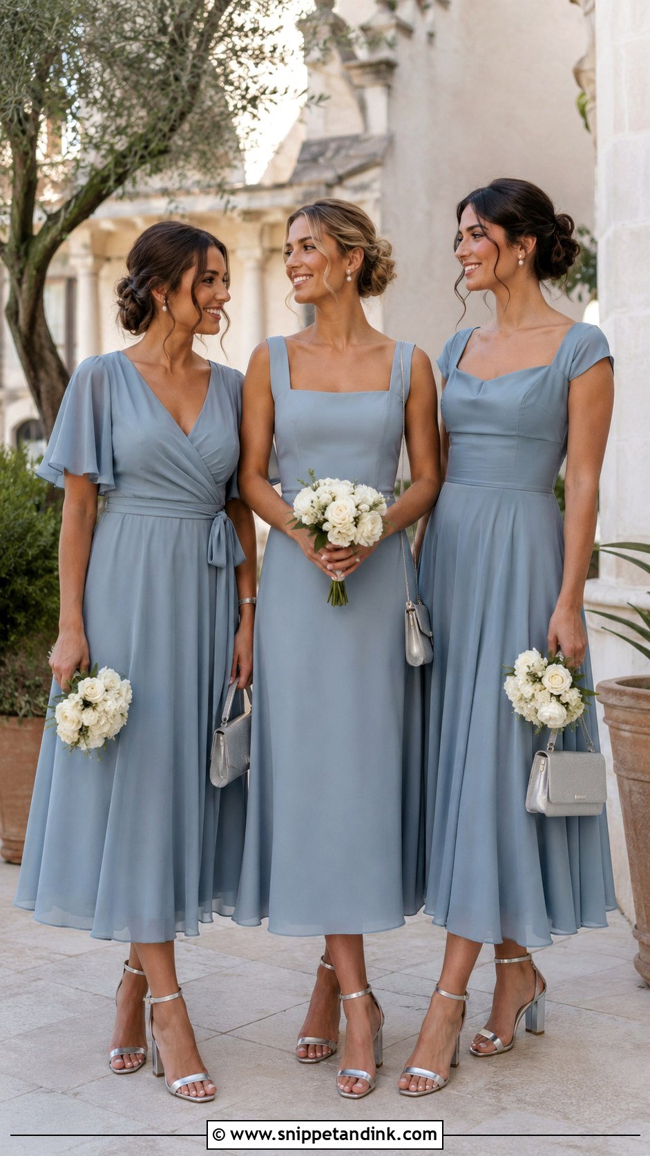 Midi Bridal Team Dresses With Block Heels - Snippet and Ink - 20 Bridal Team Dresses Ideas