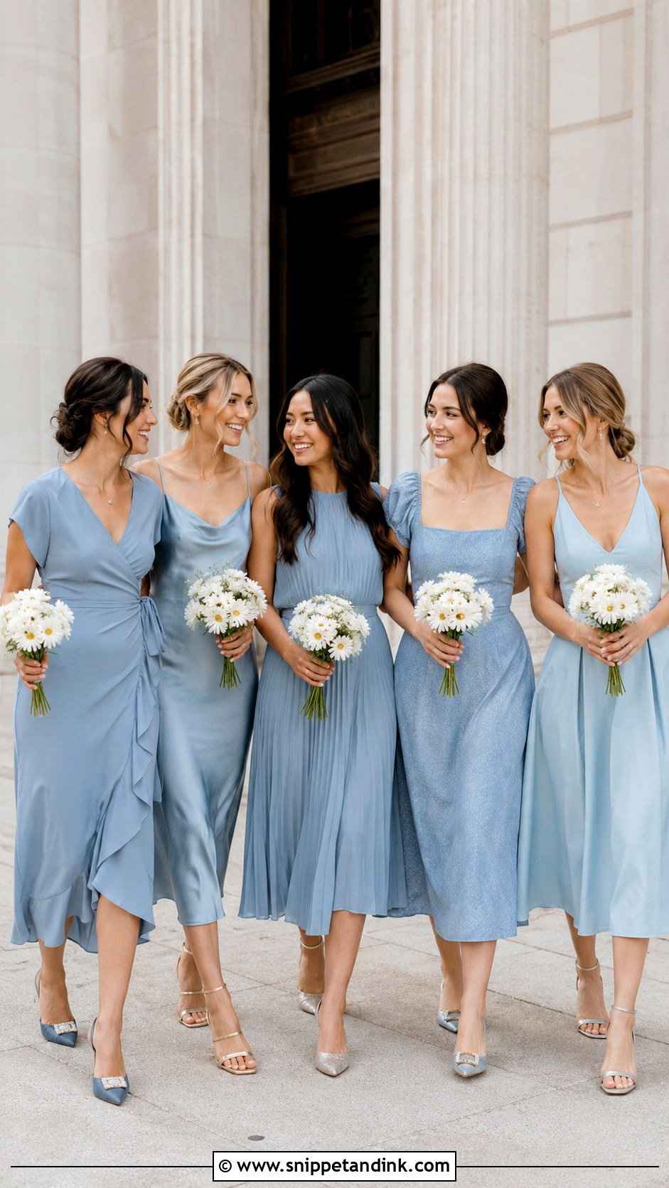 Midi Dress Mismatched Bridal Party - Snippet and Ink - 20 Mismatched Bridal Party Ideas