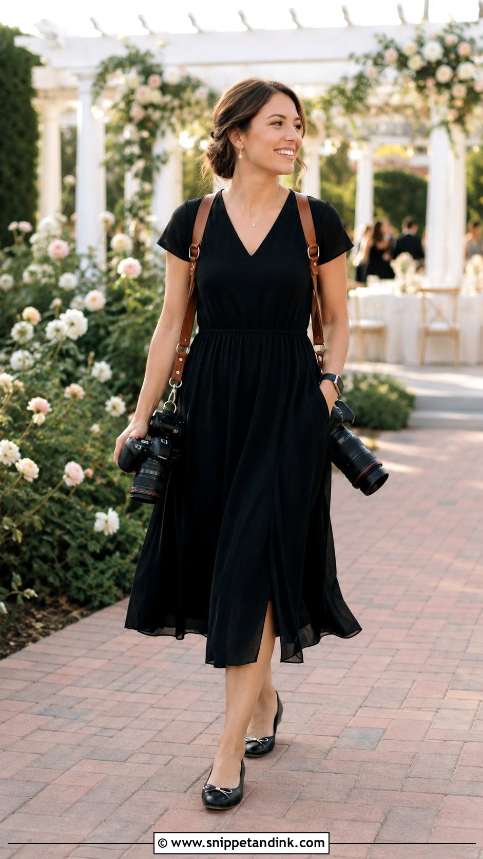 Midi Dress Wedding Photographer Outfit - Snippet and Ink - 20 Wedding Photographer Outfit What to Wear Ideas