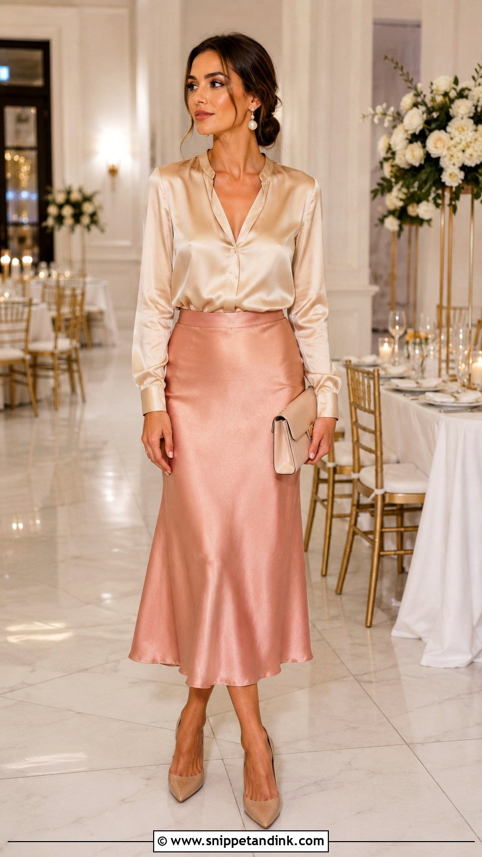 Midi Skirt And Blouse Wedding Outfit - Snippet and Ink - 30 Semi Formal Wedding Outfits for Women