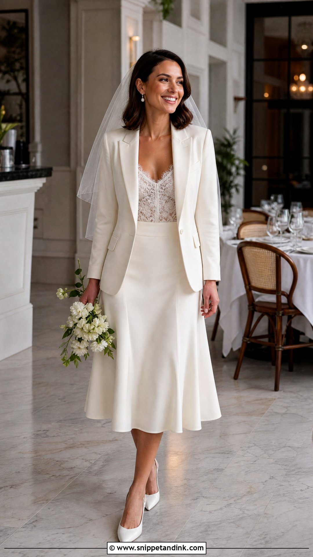 Midi Skirt Wedding Suit - Snippet and Ink - 20 Wedding Dress Suits for Bride