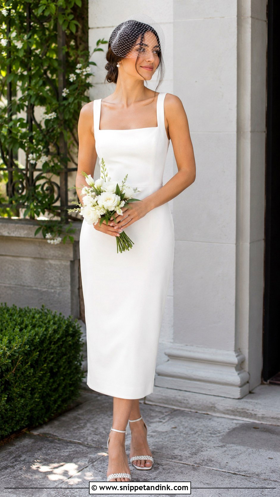 Midi Straight Wedding Dress - Snippet and Ink - 25 Straight Wedding Dress Ideas
