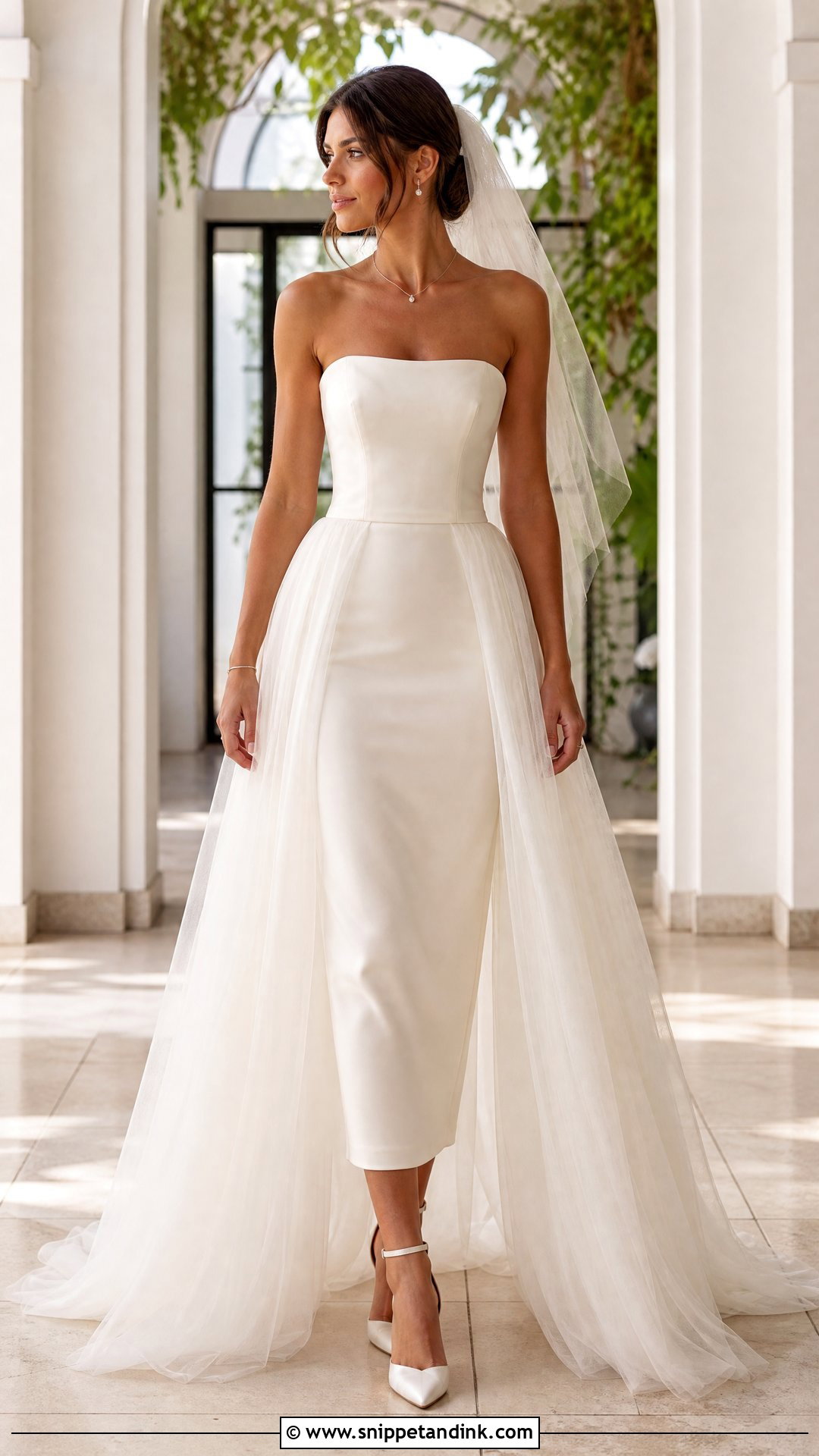 Midi Wedding Dress With Detachable Skirt - Snippet and Ink - 25 Mid Length Wedding Dress Ideas