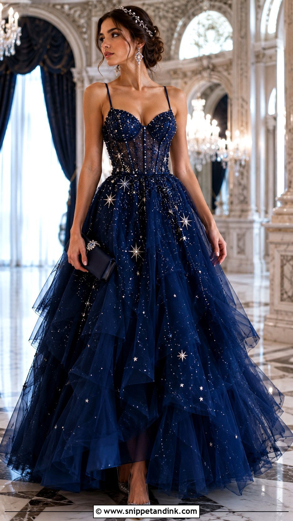 Midnight Blue Celestial Royal Ball Gown - Snippet and Ink - 20 Royal Ball Gown Ideas
