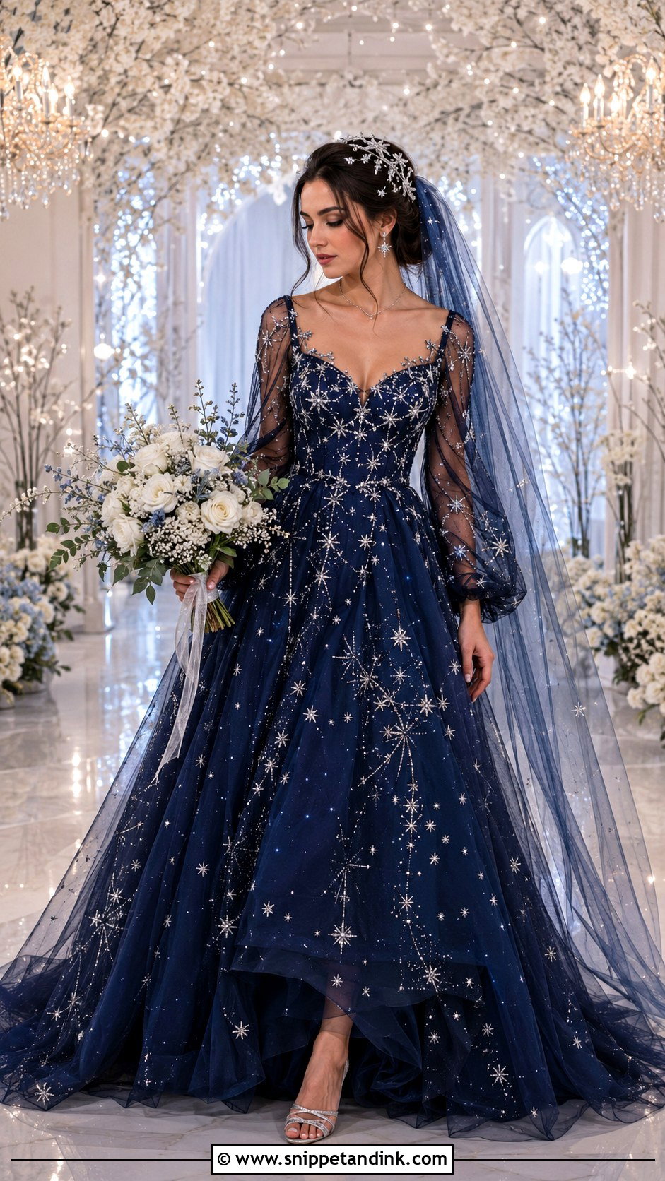 Midnight Blue Celestial Wedding Dress - Snippet and Ink - 20 Dark Fairytale Wedding Dress Ideas