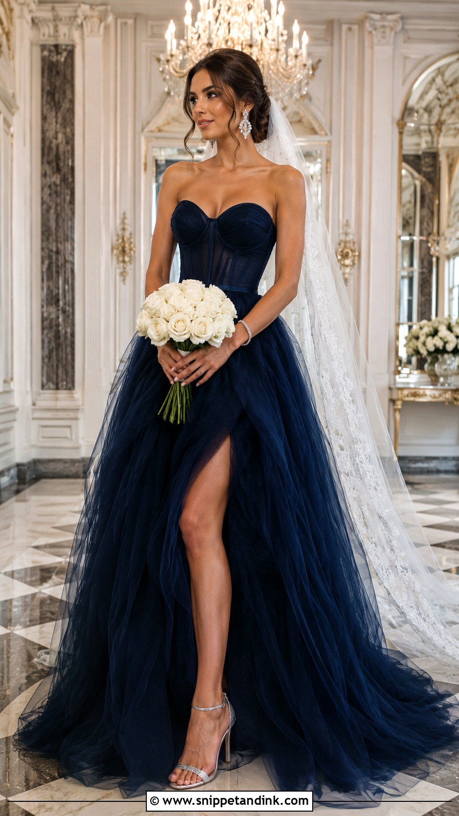 Midnight Blue Corset Wedding Dress - Snippet and Ink - 20 Midnight Blue Wedding Dress Ideas