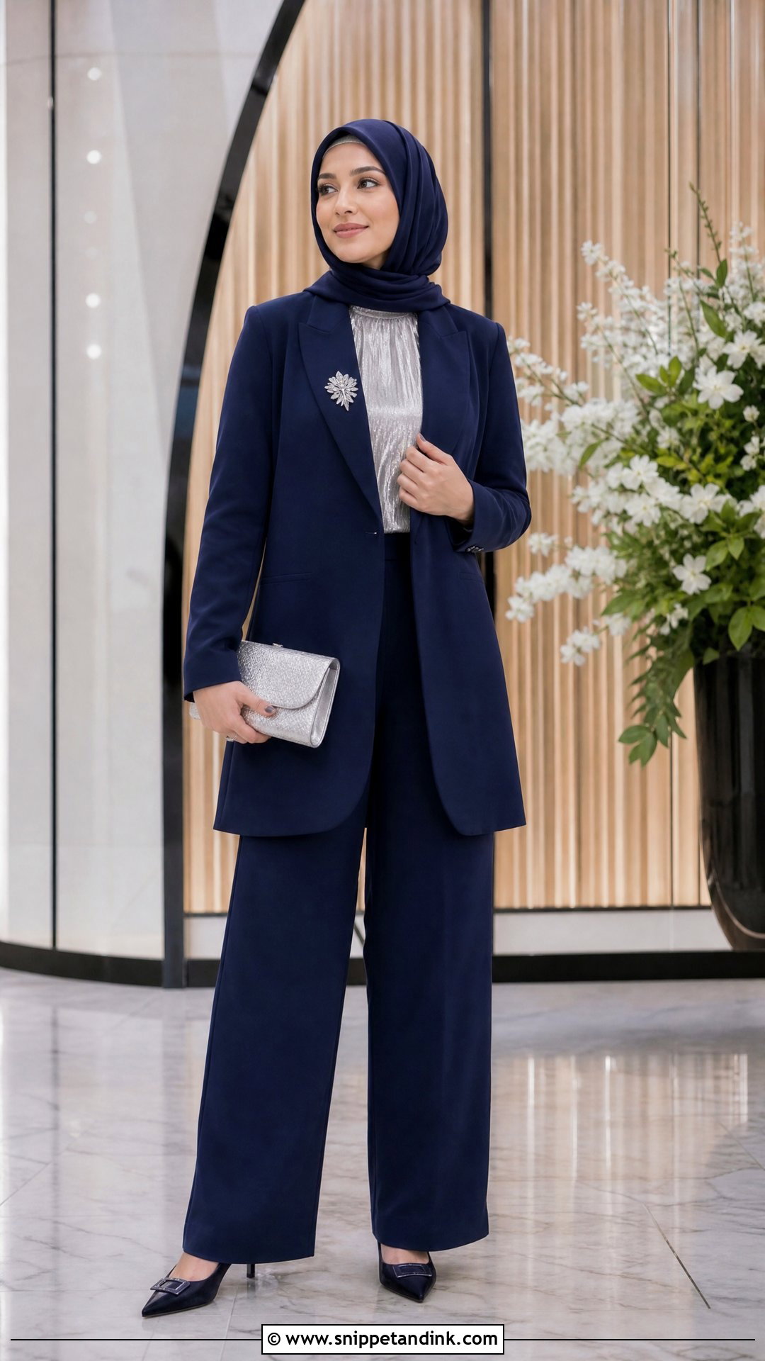 Midnight Blue Hijab Formal Pantsuit - Snippet and Ink - 25 Hijab Formal Dress Ideas