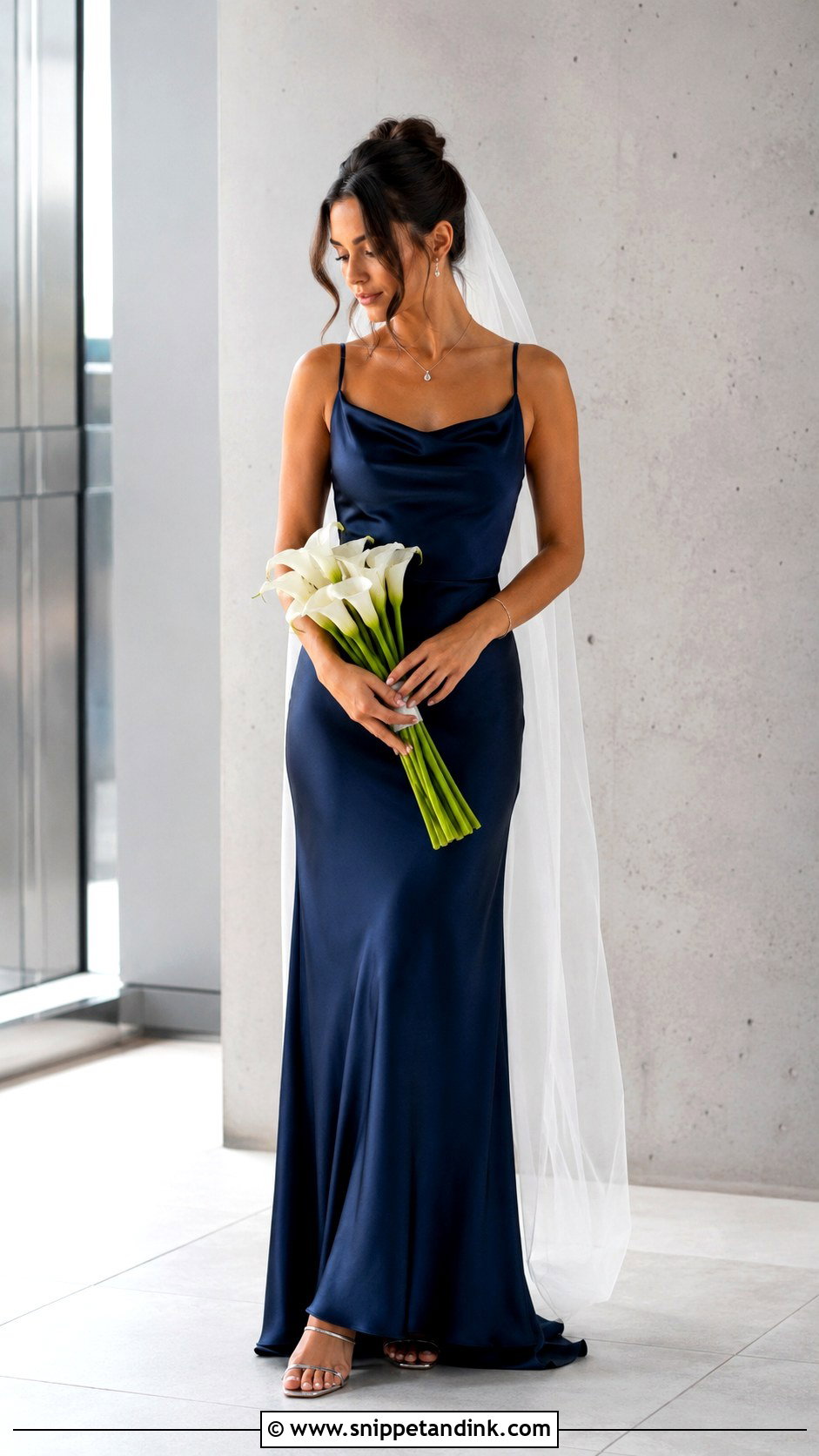 Midnight Blue Minimalist Slip Wedding Dress - Snippet and Ink - 20 Midnight Blue Wedding Dress Ideas