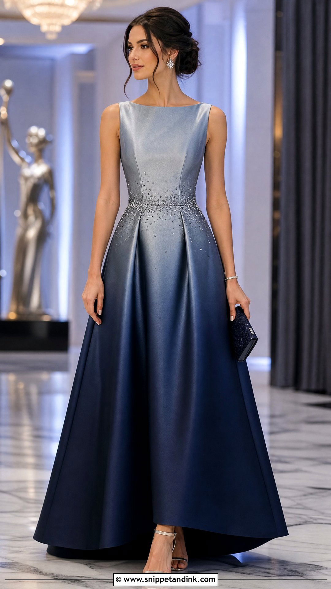 Midnight Blue Ombre Gown With Starry Accessories - Snippet and Ink - 25 Ombre Gown Ideas