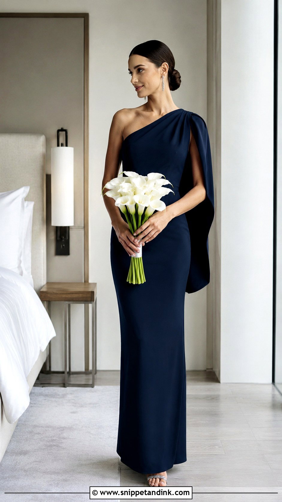 Midnight Blue One Shoulder Wedding Dress - Snippet and Ink - 20 Midnight Blue Wedding Dress Ideas