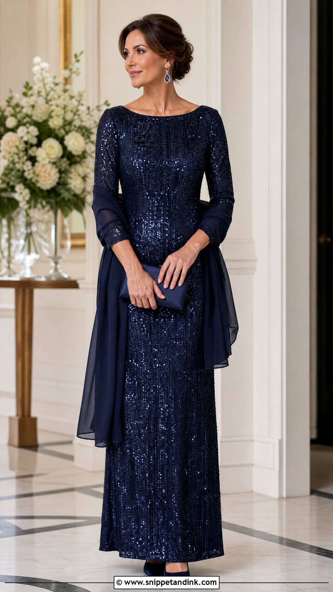 Midnight Blue Sequin Wedding Godmother Dress - Snippet and Ink - 20 Wedding Godmother Dress Ideas