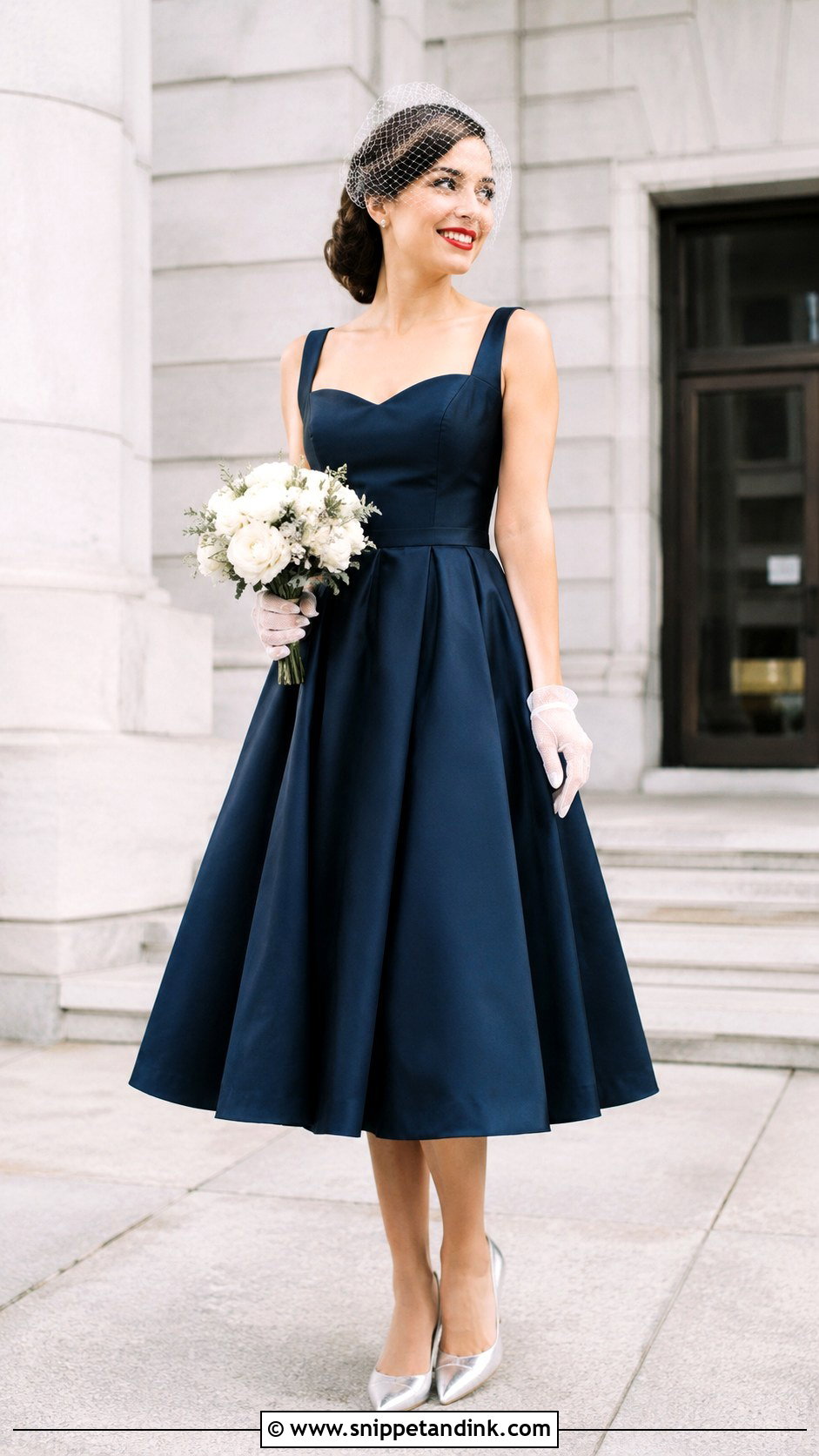 Midnight Blue Tea Length Wedding Dress - Snippet and Ink - 20 Midnight Blue Wedding Dress Ideas