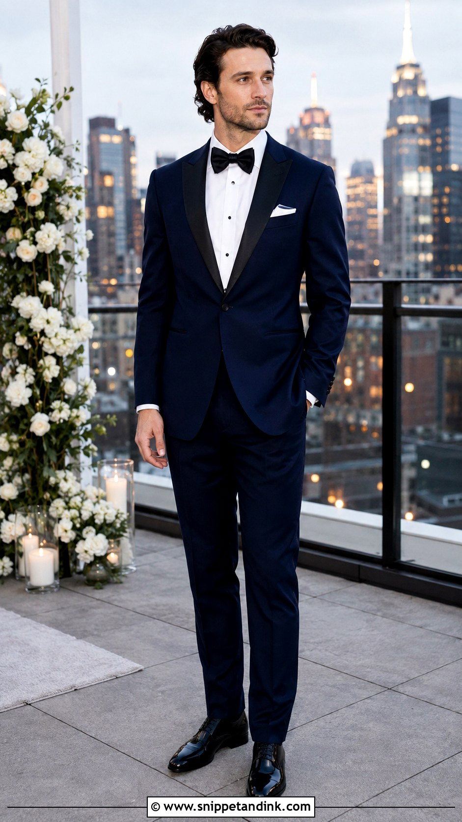 Midnight Blue Tuxedo Wedding Look - Snippet and Ink - 30 Tuxedo Wedding Ideas