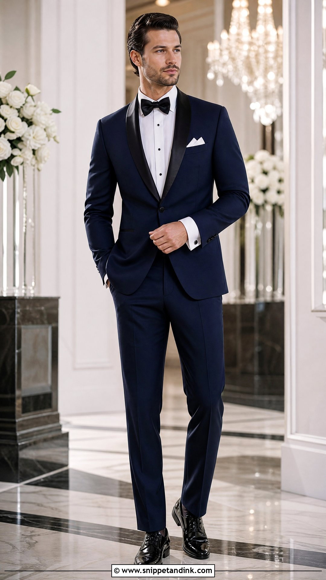 Midnight Blue Tuxedo Wedding Usher Outfit - Snippet and Ink - 20 Usher Wedding Outfits
