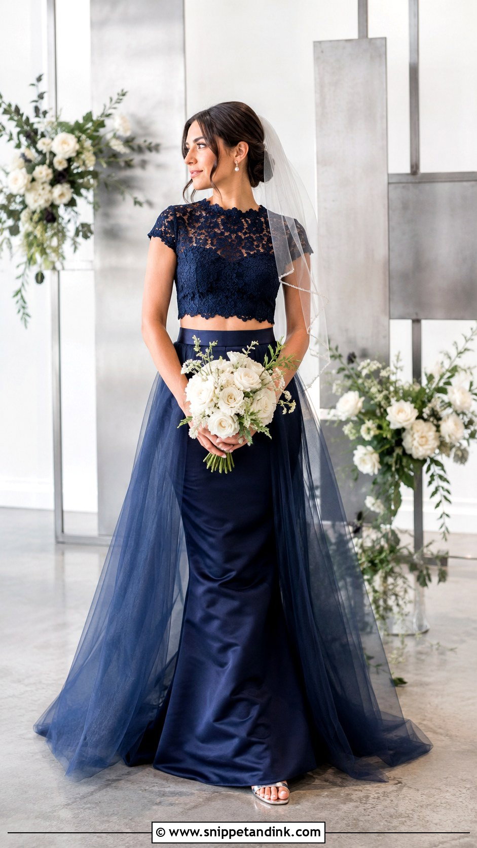 Midnight Blue Two Piece Wedding Dress - Snippet and Ink - 20 Midnight Blue Wedding Dress Ideas
