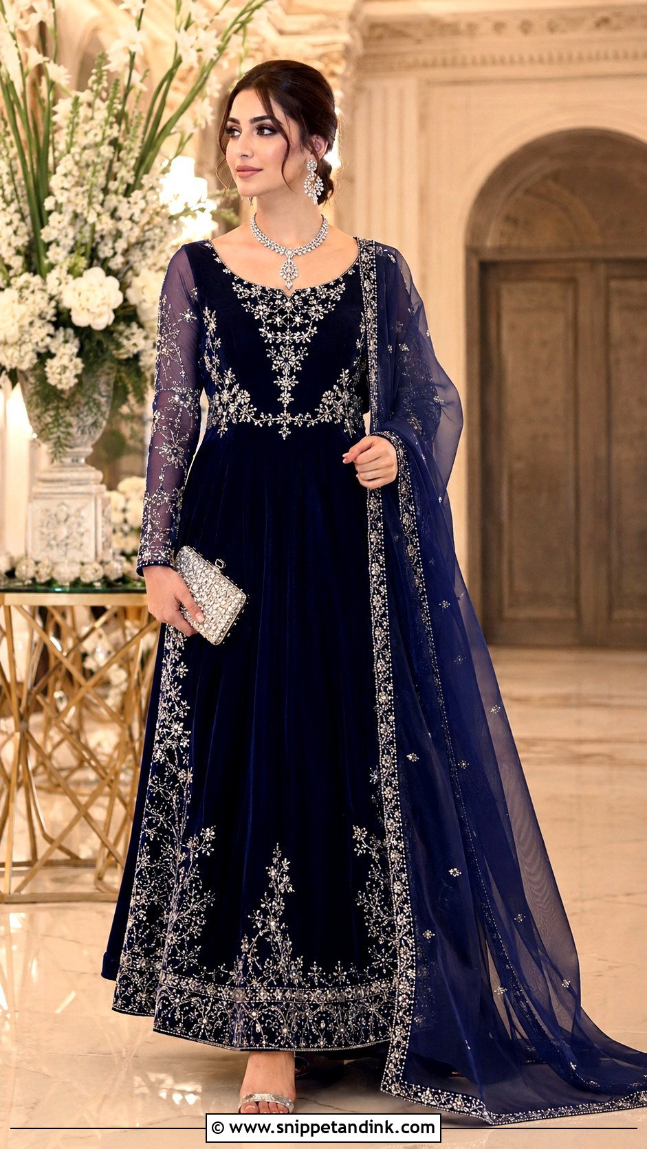 Midnight Blue Walima Bridal Gown - Snippet and Ink - 20 Walima Bridal Dress Ideas