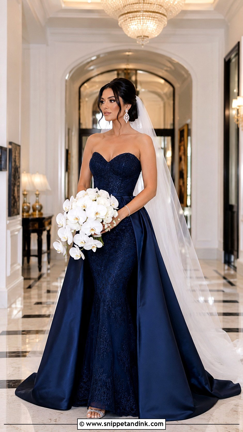 Midnight Blue Wedding Dress With Detachable Overskirt - Snippet and Ink - 20 Midnight Blue Wedding Dress Ideas