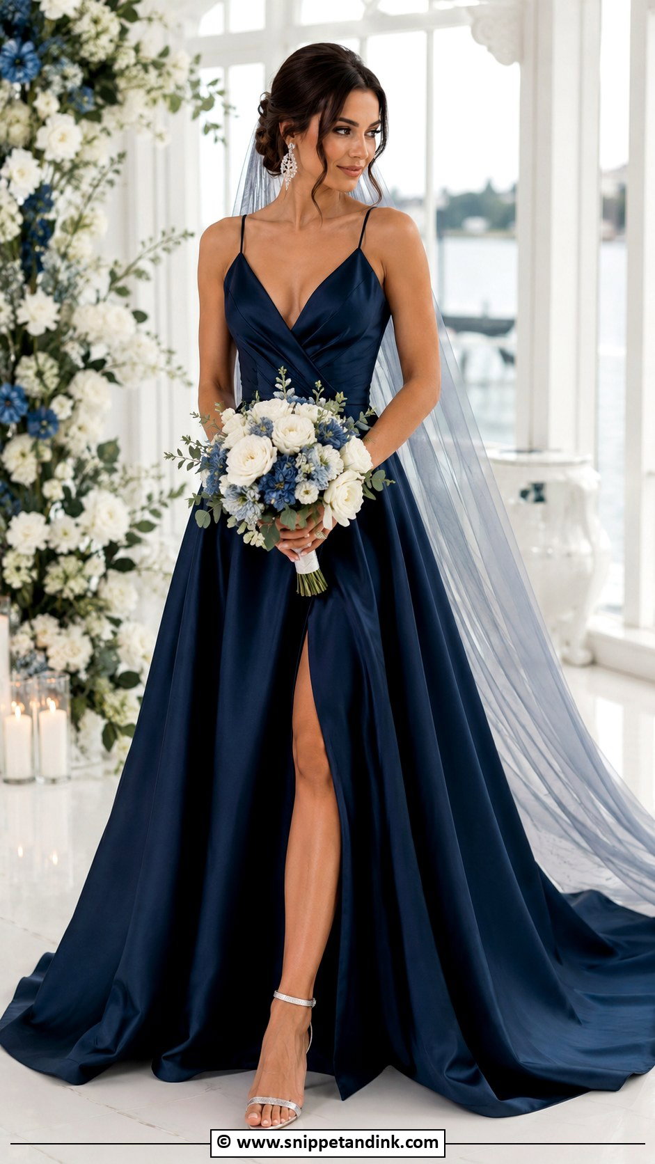 Midnight Blue Wedding Dress - Snippet and Ink - 25 Dark Wedding Dress Ideas