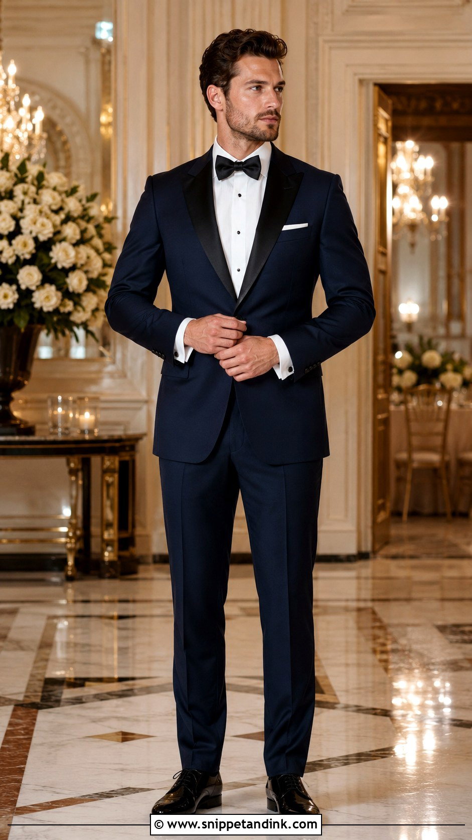Midnight Blue Wedding Tuxedo With Bow Tie - Snippet and Ink - 20 Blue Suits Wedding