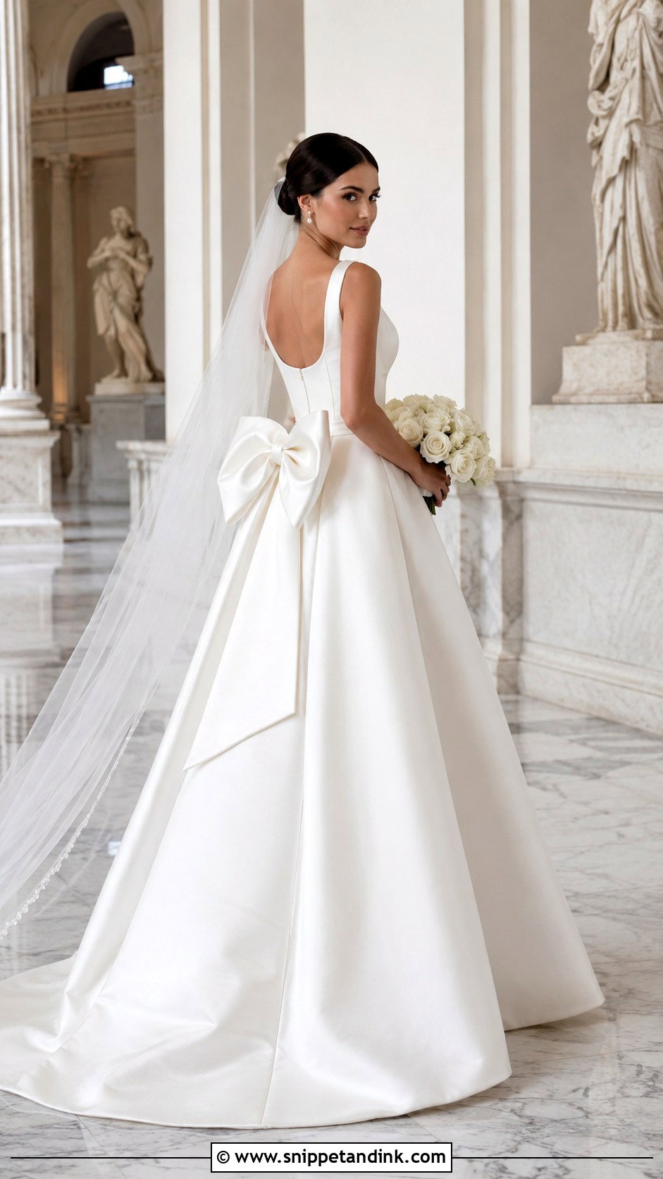 Mikado A Line Wedding Dress With Back Bow - Snippet and Ink - 20 Big Bow Wedding Dress Ideas