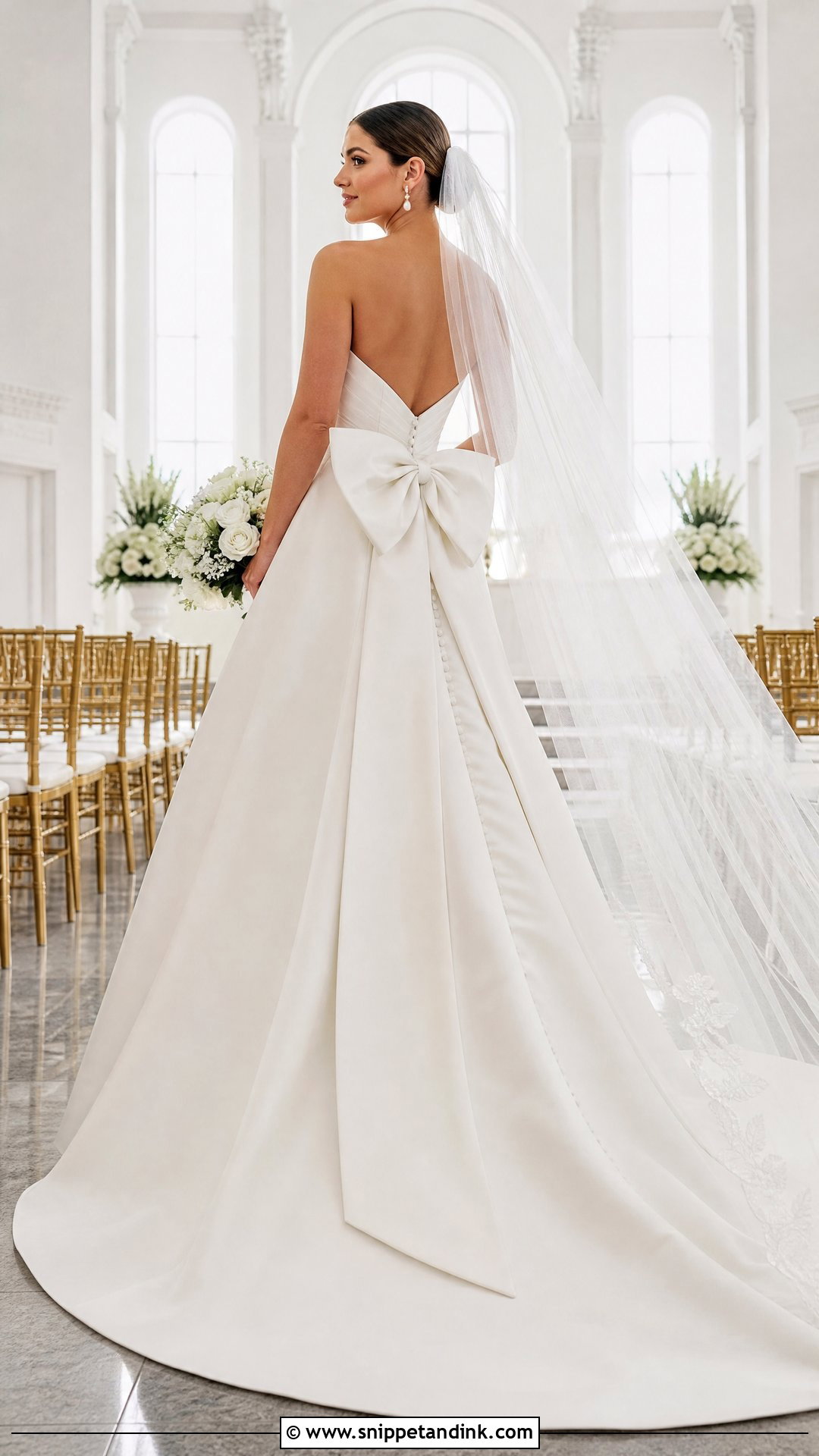 Mikado A Line Wedding Dress With Detachable Bow - Snippet and Ink - 20 Wedding Dress with Bows Ideas