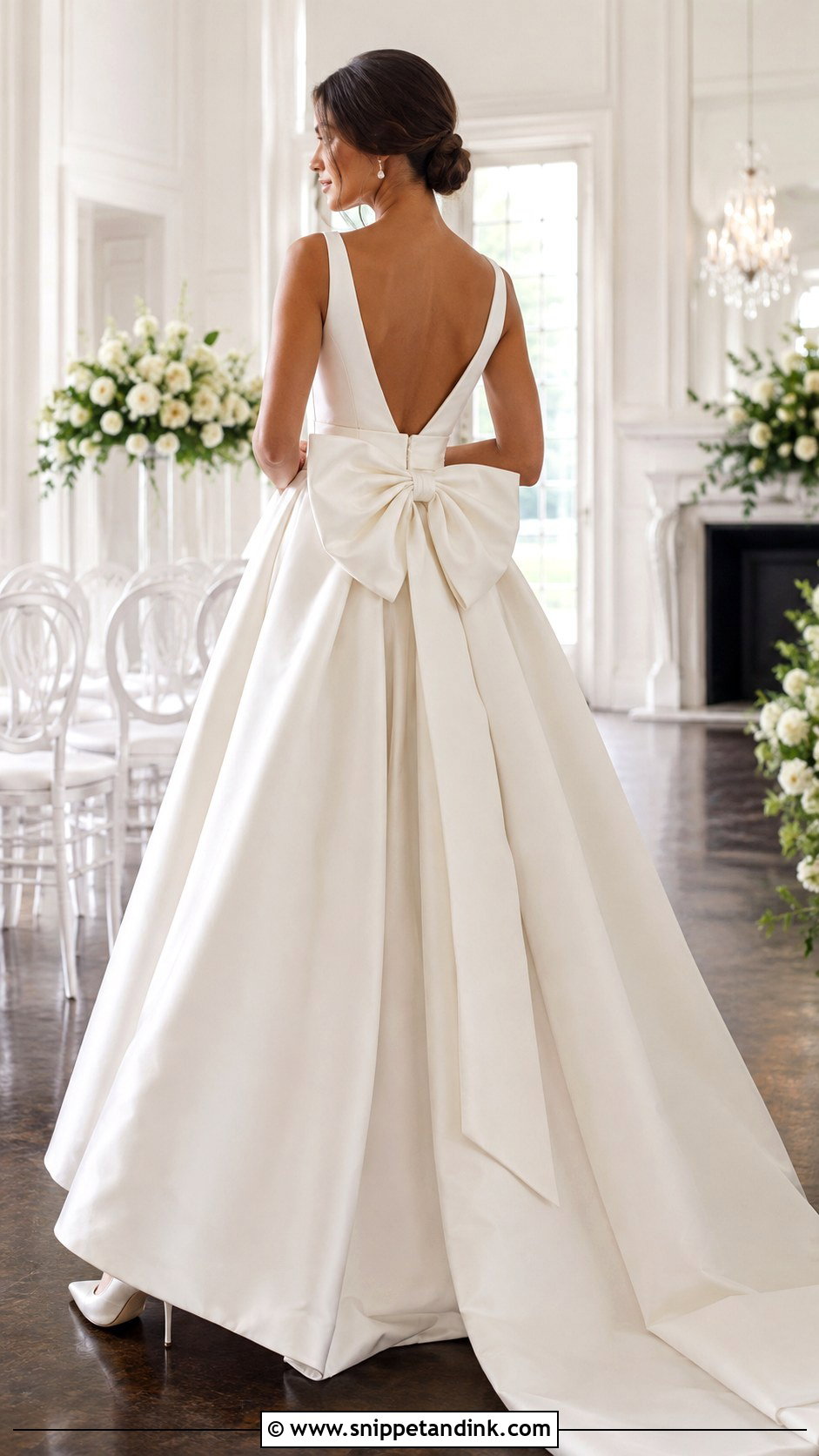Mikado A Line Wedding Dress With Oversized Back Bow - Snippet and Ink - 20 Wedding Dress with Bow on Back Ideas