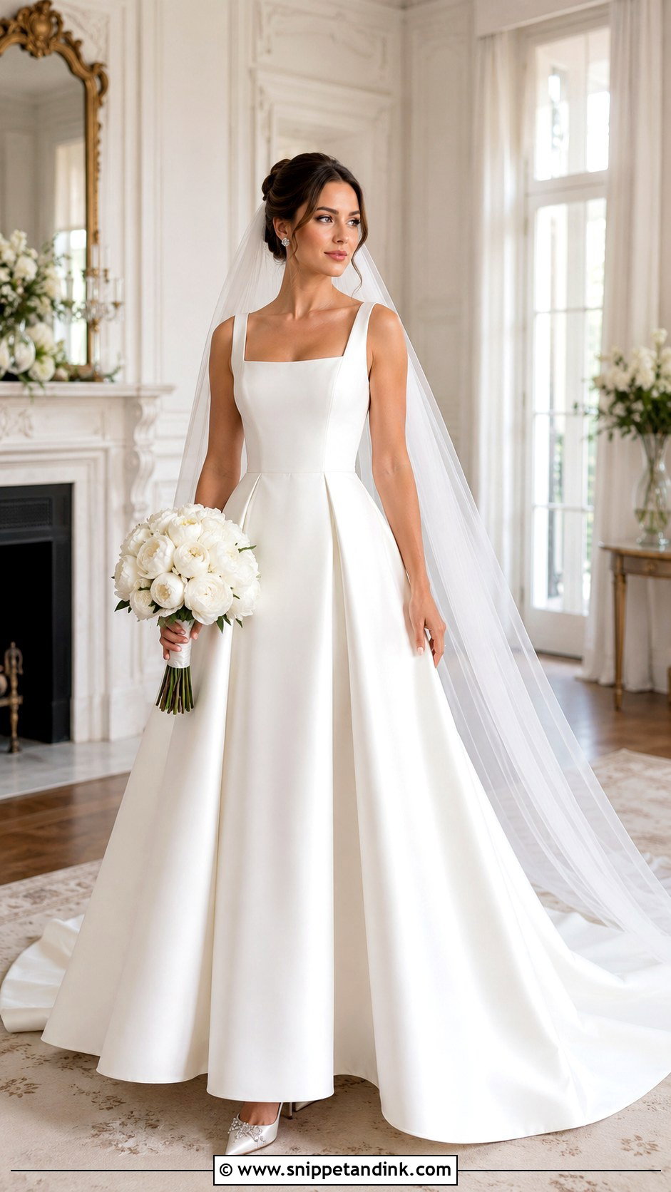 Mikado A Line Wedding Dress With Square Neckline - Snippet and Ink - 20 Classic a Line Wedding Dress Ideas