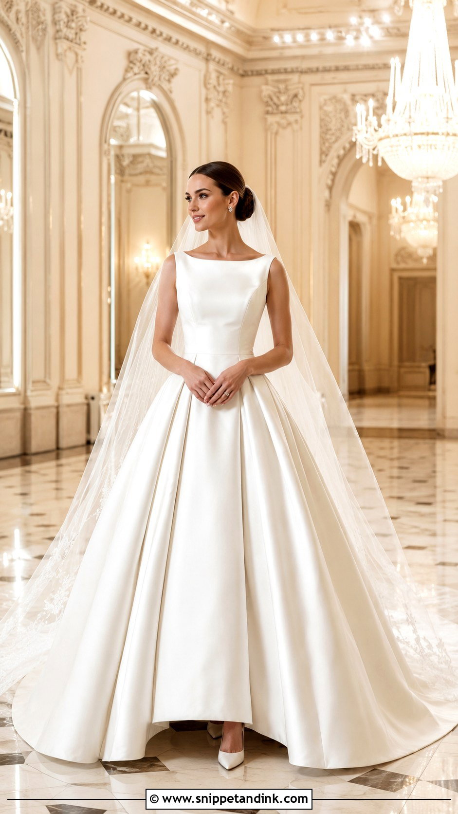 Mikado Ball Gown Boat Neck Wedding Dress - Snippet and Ink - 20 Boat Neck Wedding Dresses